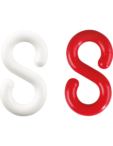 S-haken, kunststof, rood wit, 10 stuks
