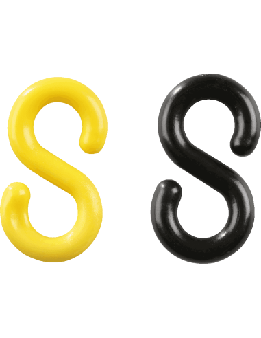 S-haken, kunststof, geel zwart