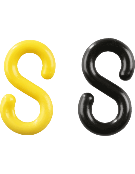 S-haken, kunststof, geel zwart