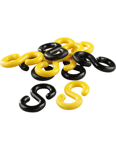 S-haken, kunststof, geel zwart