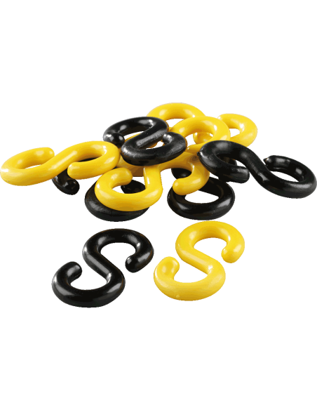 S-haken, kunststof, geel zwart