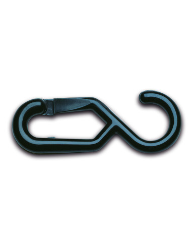 S-haken met karabijnhaak, kunststof, zwart