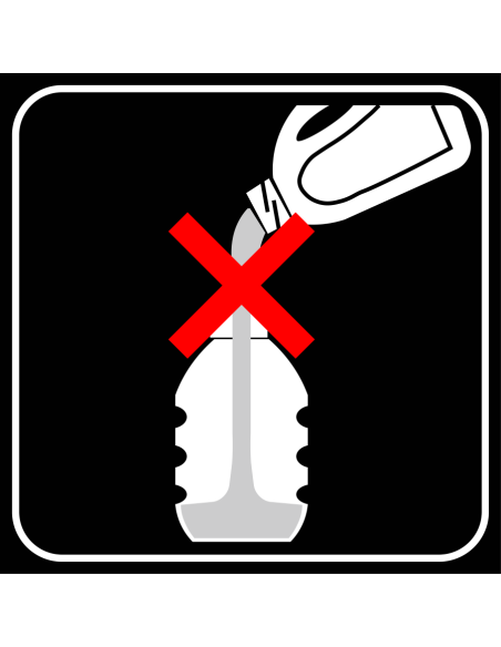 Product in oorspronkelijke verpakking bewaren bord, zwart wit, vierkant, symbool overschudden fles en rood kruis