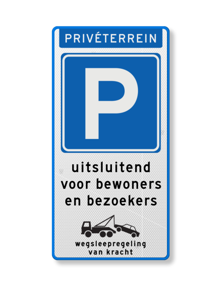 Verkeersbord parkeren uitsluitend bewoners en bezoekers, aluminium DOR