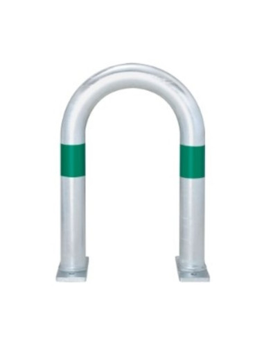 Laadpaal beschermbeugel, 500 x 360 mm, verzinkt staal, groene reflecterende folie