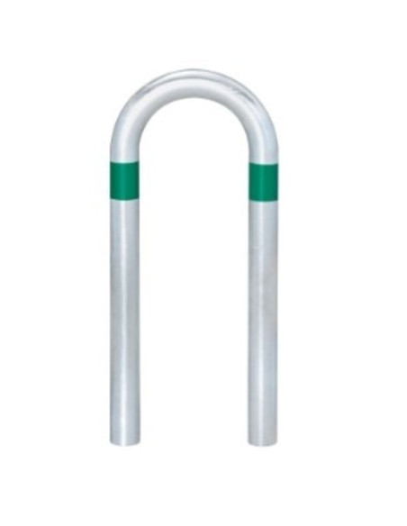 Laadpaal beschermbeugel, 800 x 360 mm, verzinkt staal, groene reflecterende folie