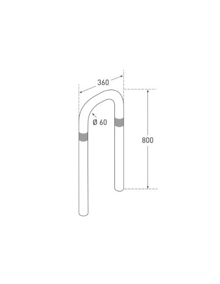 Laadpaal beschermbeugel, 800 x 360 mm, verzinkt staal, schematische tekening