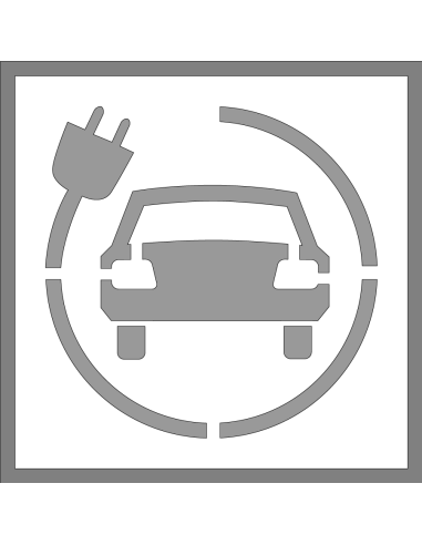 Spuitsjabloon elektrisch oplaadpunt auto - dibond, wit, vierkant, symbool auto met stekker