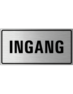 Ingang bord, geborsteld aluminium, grijs zwart, rechthoekig, bordje met Nederlandse tekst ingang