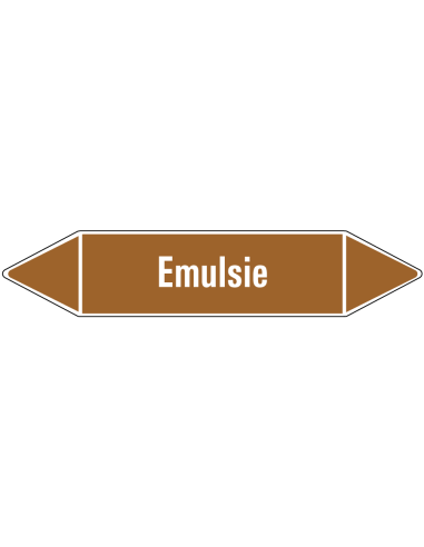 Emulsie leidingmarkering op vel, bruin wit, Nederlandse tekst emulsie