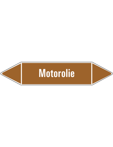 Motorolie leidingmarkering op vel, bruin wit, Nederlandse tekst motorolie