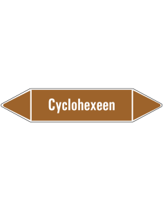 Cyclohexeen leidingmarkering op vel, bruin wit, Nederlandse tekst cyclohexeen