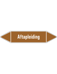 Aftapleiding leidingmarkering op vel, bruin wit, Nederlandse tekst aftapleiding