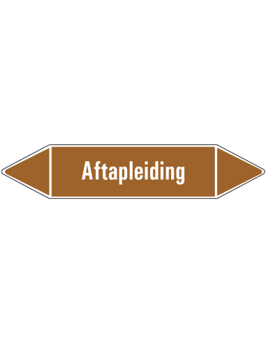 Aftapleiding leidingmarkering op vel, bruin wit, Nederlandse tekst aftapleiding