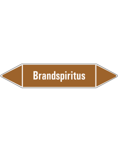 Brandspiritus leidingmarkering op vel, bruin wit, Nederlandse tekst brandspiritus