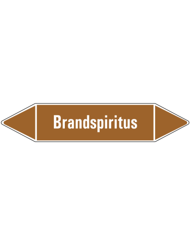 Brandspiritus leidingmarkering op vel, bruin wit, Nederlandse tekst brandspiritus