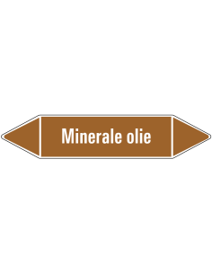 Minerale olie leidingmarkering op vel, bruin wit, Nederlandse tekst minerale olie