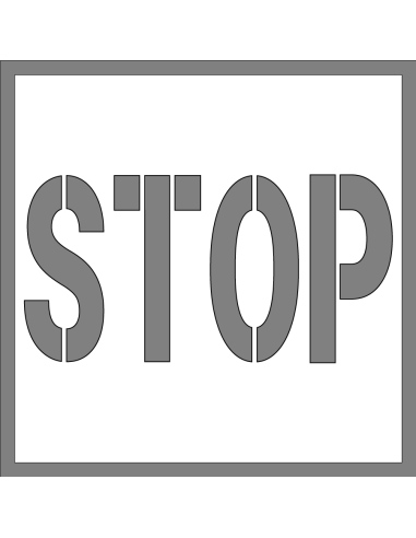 Spuitsjabloon STOP - dibond, met universele tekst stop, vierkant, wit