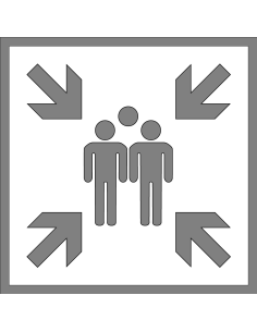 Spuitsjabloon verzamelplaats - dibond, E007, wit, vierkant, ISO 7010 pictogram