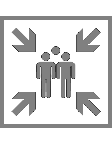 Spuitsjabloon verzamelplaats - dibond, E007, wit, vierkant, ISO 7010 pictogram