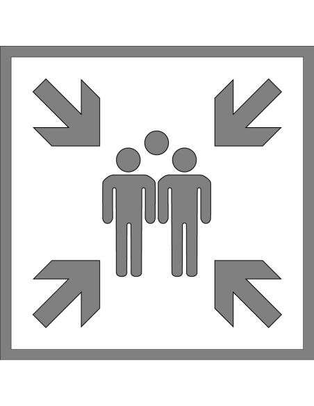 Spuitsjabloon verzamelplaats - dibond, E007, wit, vierkant, ISO 7010 pictogram