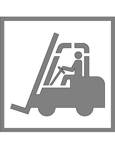 Spuitsjabloon heftrucks - dibond, w014, wit, vierkant, ISO 7010 pictogram