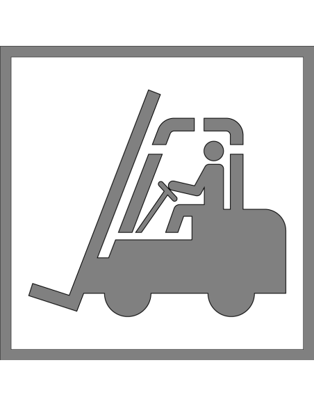 Spuitsjabloon heftrucks - dibond, w014, wit, vierkant, ISO 7010 pictogram