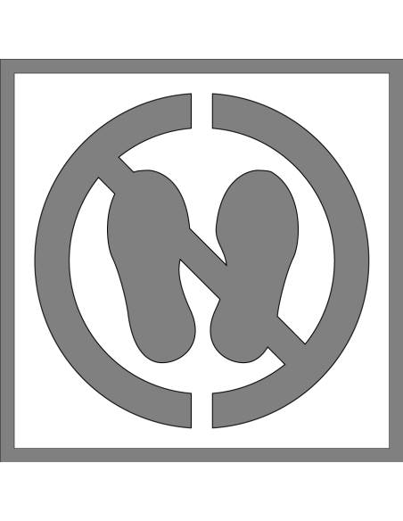 Spuitsjabloon niet betreden - dibond, vierkant, wit, symbool niet betreden met voeten en streep