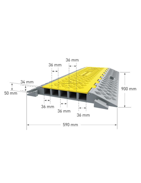 Kabelbrug 5 kanalen - geel zwart - 930 x 590 x 50 mm