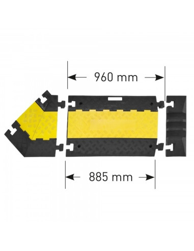 Kabelbrug 3 kanalen - geel zwart - 960 x 600 x 75 mm
