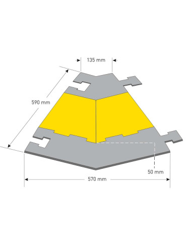 Hoekstuk kabelbrug 5 kanalen - geel zwart