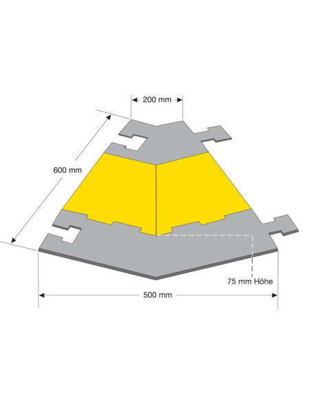 Hoekstuk kabelbrug 3 kanalen - geel zwart