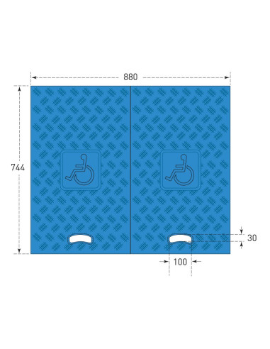 Rolstoel drempelhulp kabelbrug 3 kanalen - 880 x 744 x 75 mm