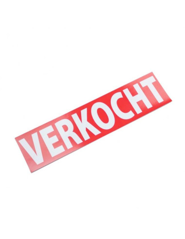 Verkocht sticker - 400 x 100 mm - rood wit