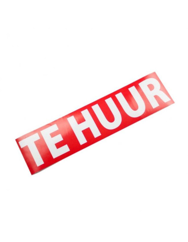 Te huur sticker - 400 x 100 mm - rood wit