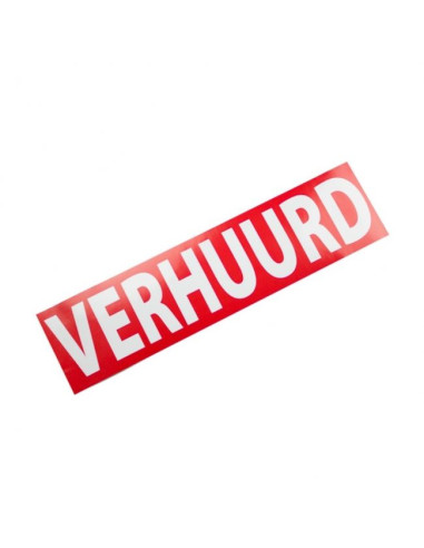 Verhuurd sticker - 400 x 100 mm - rood wit