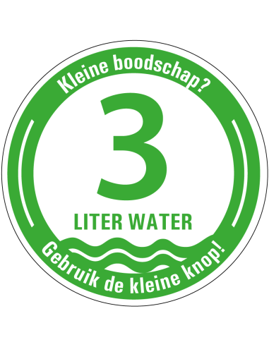 WC sticker water besparen met kleine knop - 2 per vel - rood groen - 3 of 6 liter