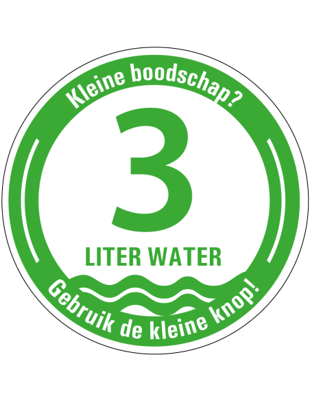 WC sticker water besparen met kleine knop - 2 per vel - rood groen - 3 of 6 liter