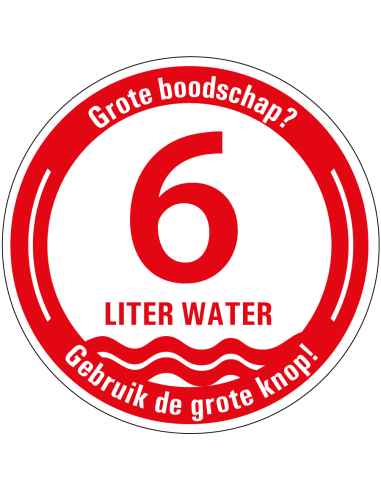 WC sticker water besparen met kleine knop - 2 per vel - rood groen - 3 of 6 liter