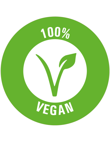 Vegan sticker op rol,  25 meter, groen wit, rond, met V-pictogram met blaadje