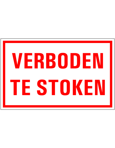 Verboden te stoken sticker - rood wit - rechthoekig - Nederlandse tekst