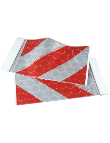 Reflecterende laadklepvlaggen met houder - 440 x 260 mm - 2 stuks - rood wit