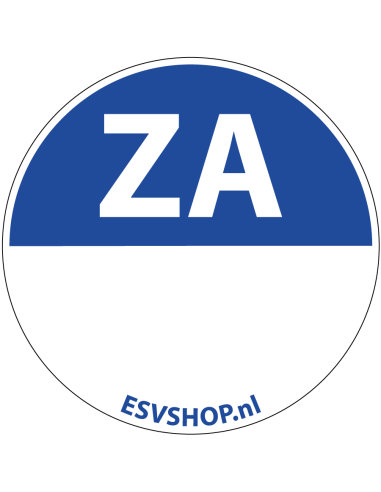 Zaterdag dagsticker op rol, 25 meter, blauw wit, rond, met tekst