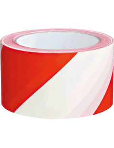 Markeringstape - zelfklevend PVC - 66 meter op rol - rood wit