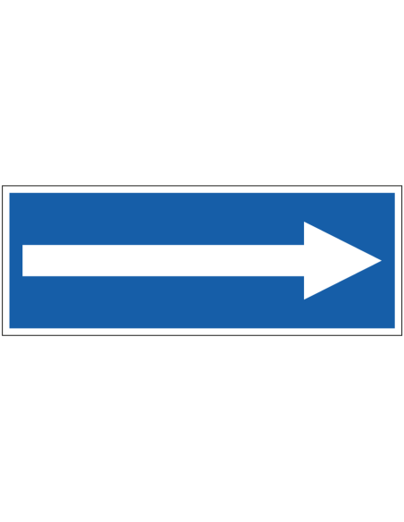 Pijl bord, kunststof, blauw wit, rechthoek met pijl vorm