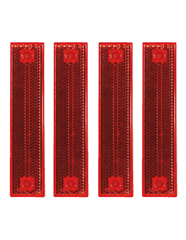 Rechthoekige reflectoren met schroefgaten - rood - 4 stuks