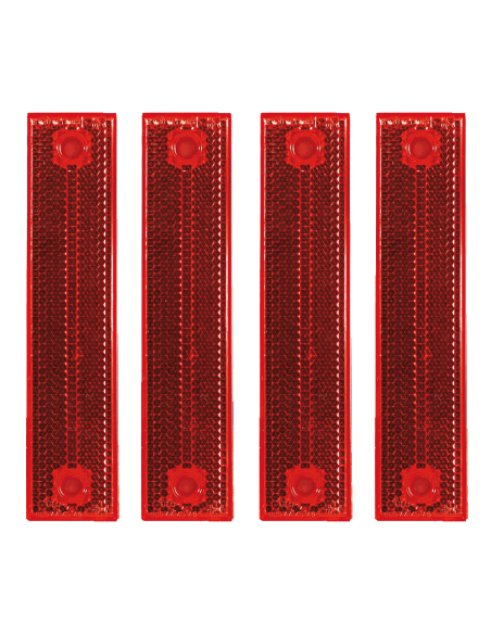 Rechthoekige reflectoren met schroefgaten - rood - 4 stuks