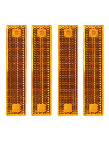 Rechthoekige reflectoren met schroefgaten - geel - 4 stuks