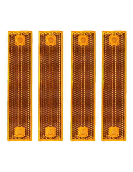 Rechthoekige reflectoren met schroefgaten - geel - 4 stuks