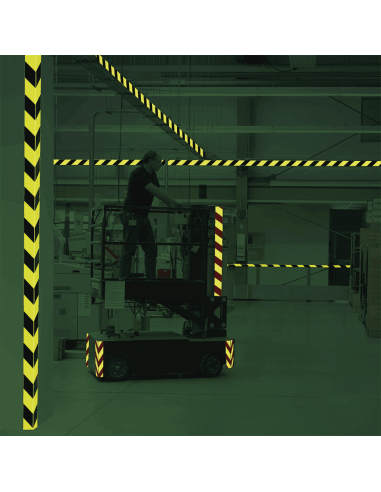 Extra lichtgevende markeringstape - geel zwart - 16 meter op rol